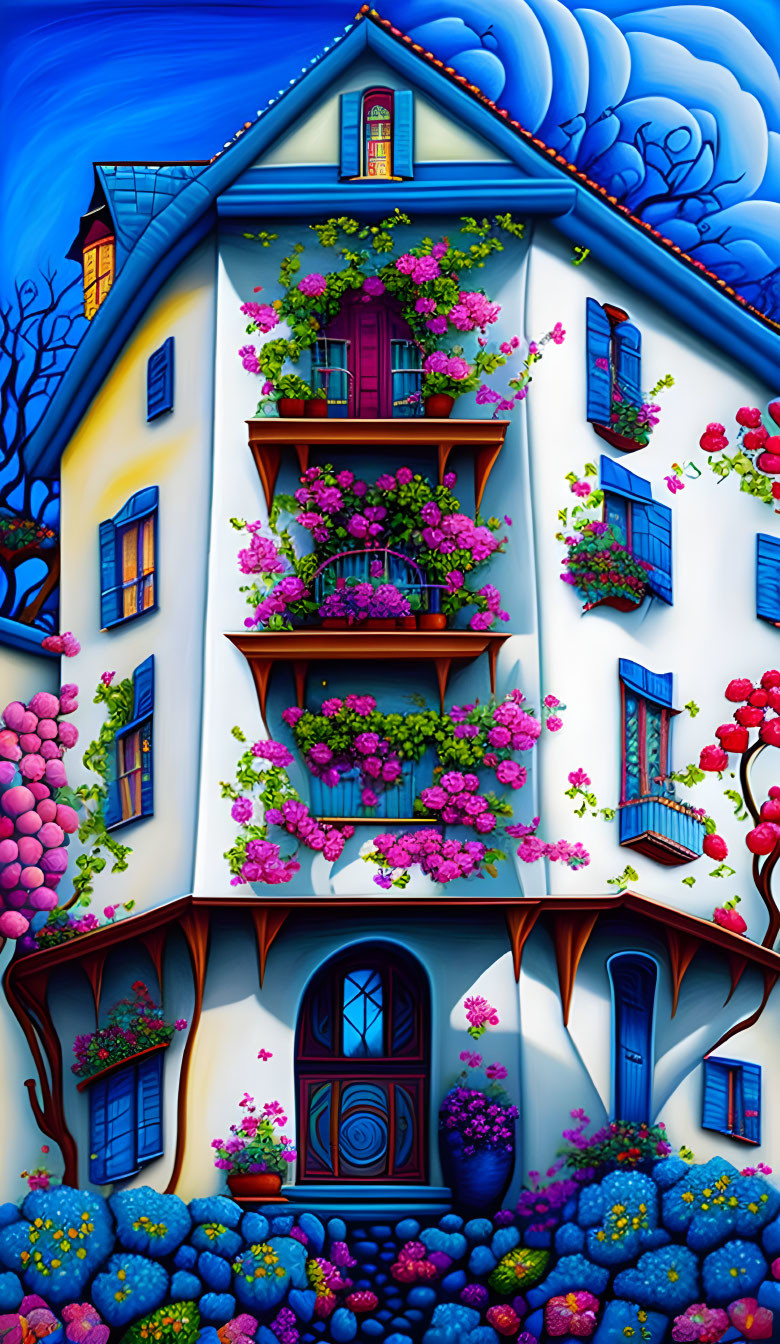 Building with flowers