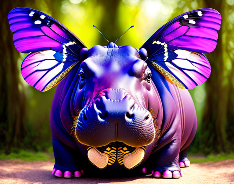 Butterfly Hippo. Documentary photos of rare specie