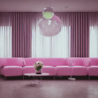 Chic Room with Pink Sofas, Bubble Chair, White Cats