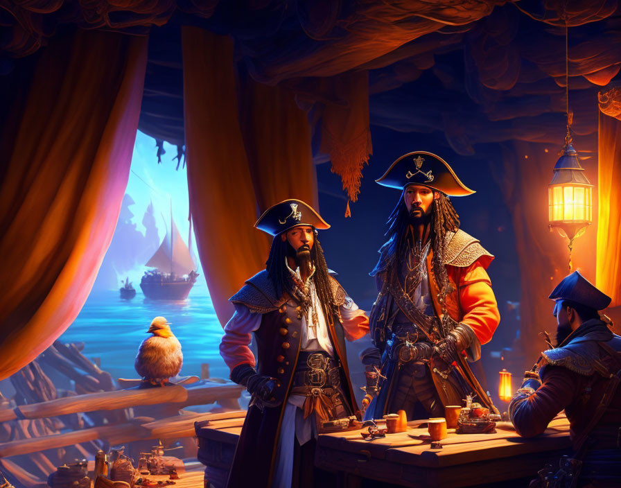 Pirates in their secret hideout