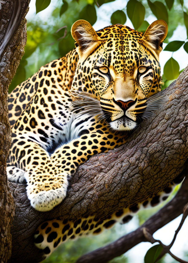 Leopard chillin in a tree