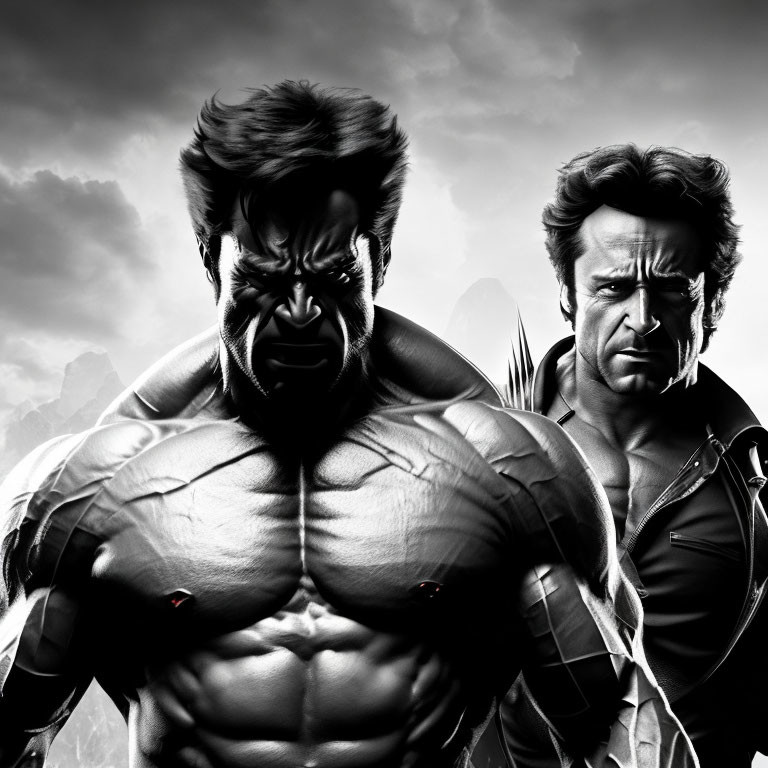 Hulk & Wolverine in Black & White 