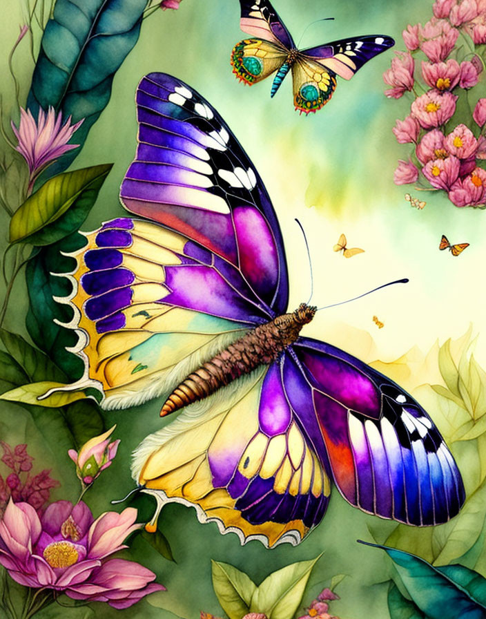 Colorful Butterfly Illustration with Intricate Patterns on Wings