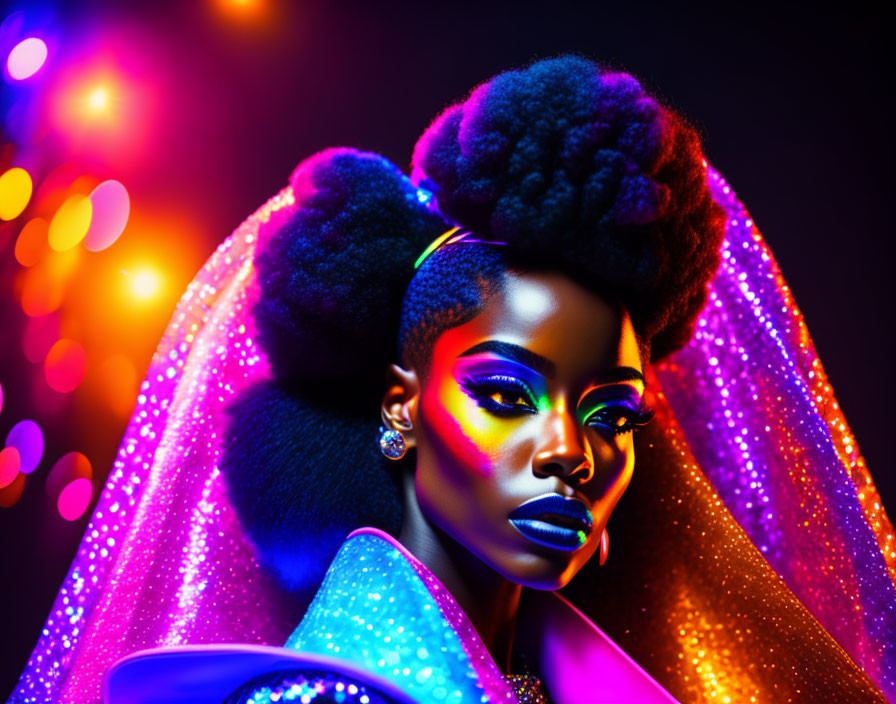 Colorful Background with Bokeh Lights Enhances Futuristic Glamour