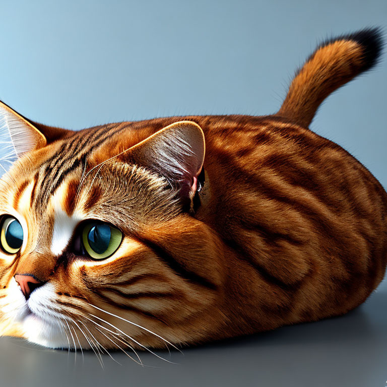 Striped Orange Tabby Cat with Big Green Eyes