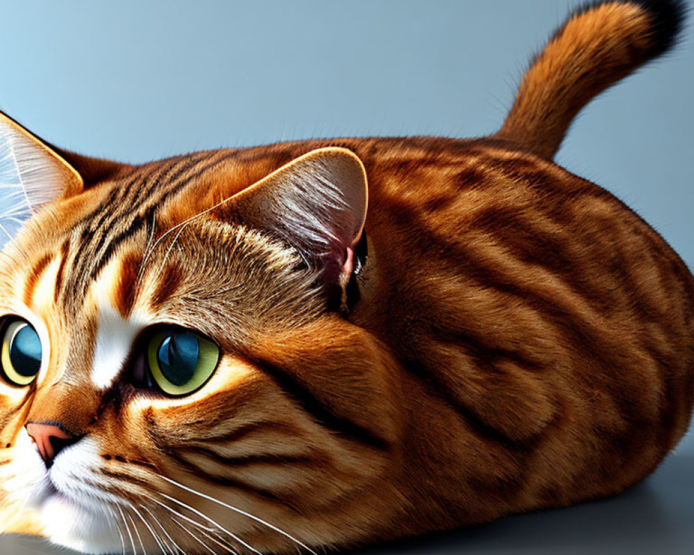 Striped Orange Tabby Cat with Big Green Eyes