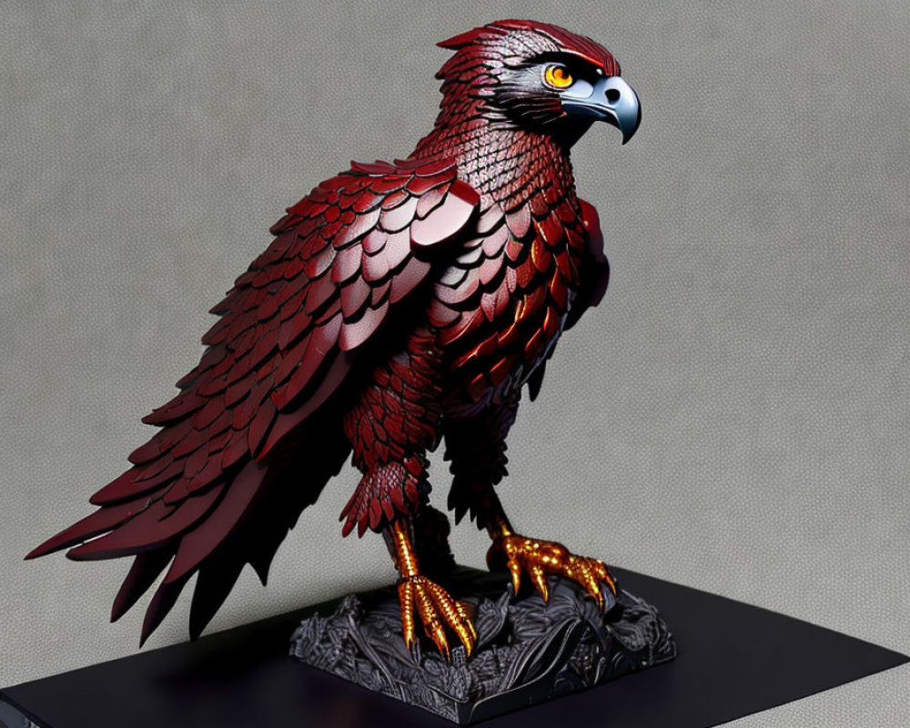 Detailed Majestic Eagle Figurine with Reddish-Brown Feathers and Gold Talons