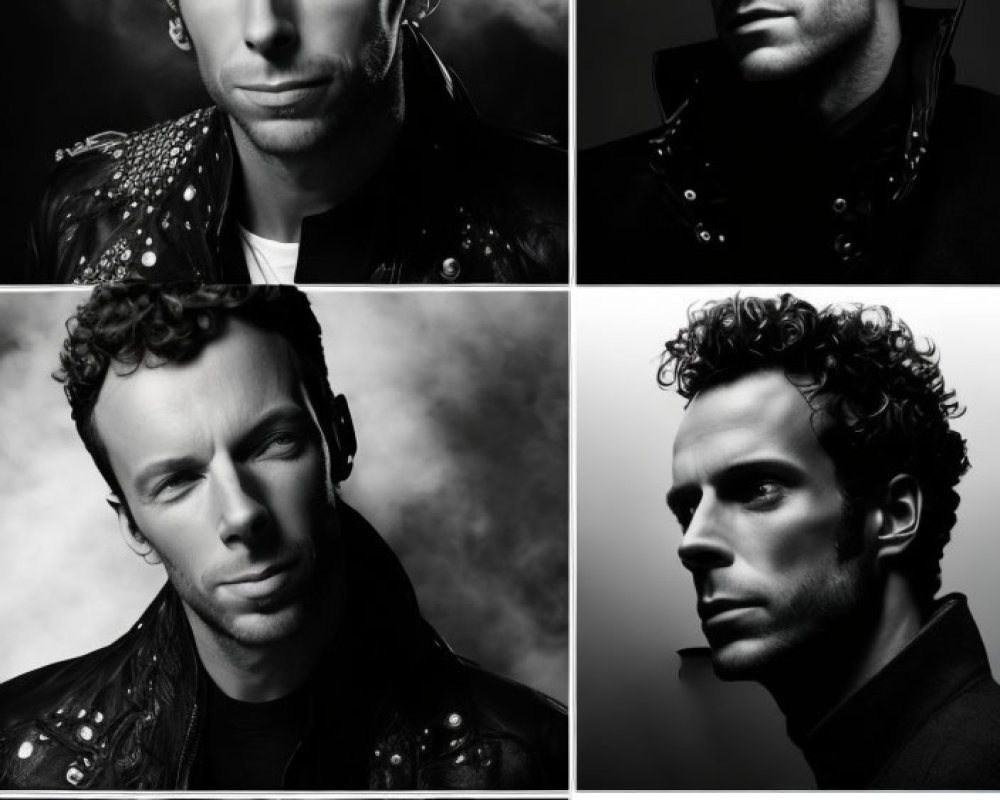 Six Black and White Portraits of Man in Various Expressions