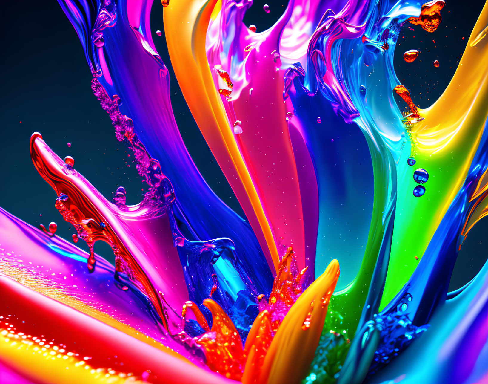 Colorful liquid splashes in dynamic abstract scene