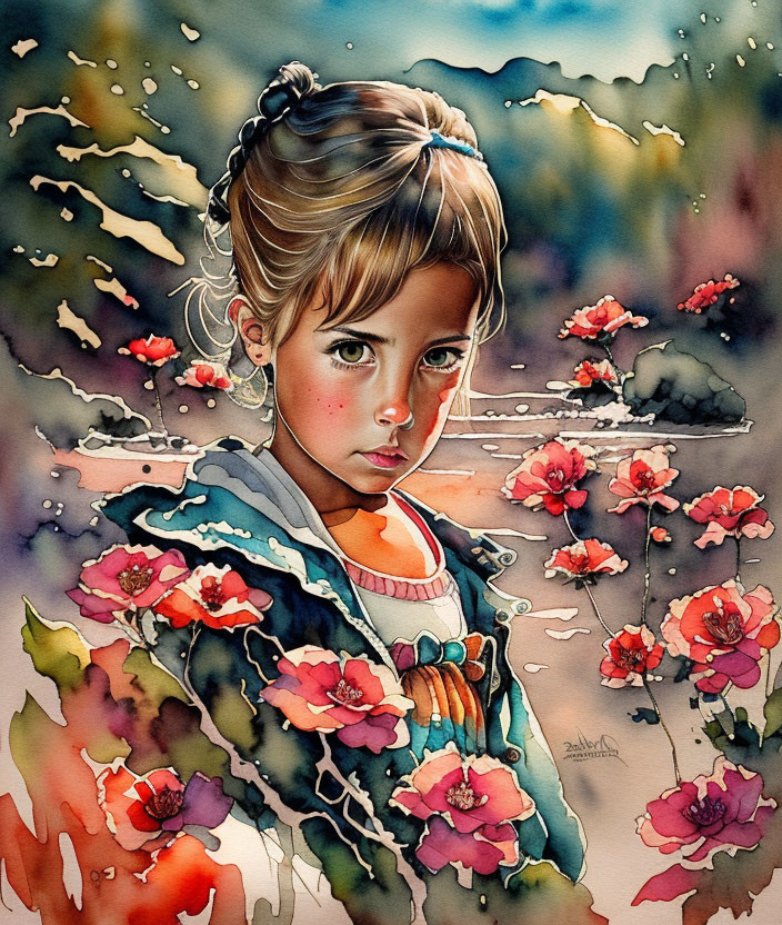 Small girl among the Flowers