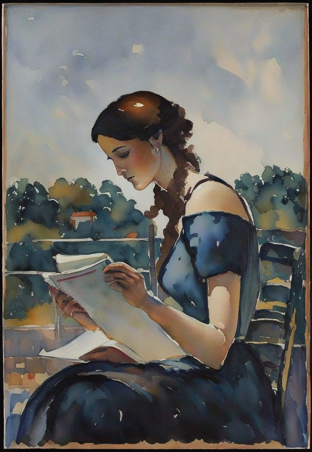 Beautiful woman reading