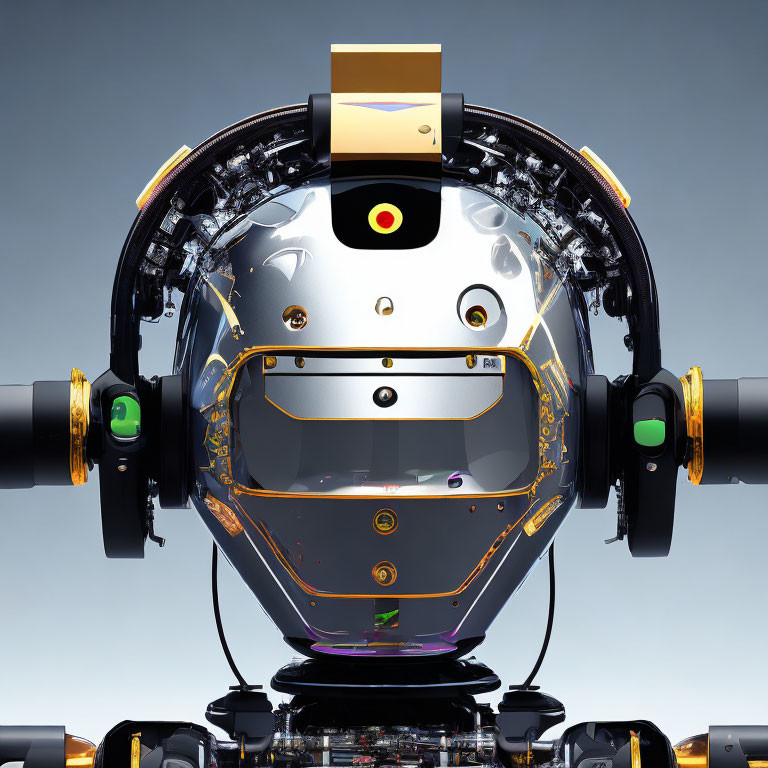 Detailed 3D Render of Futuristic Robot with Glossy Head