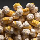 Partially Popped Corn Cobs on Dark Background