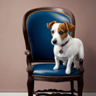 Digital creation of Jack Russell Terrier on ornate armchair