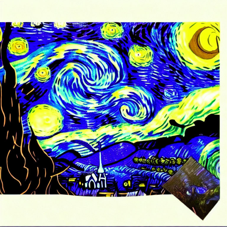 Interpretation of Starry Night Painting with Swirling Skies