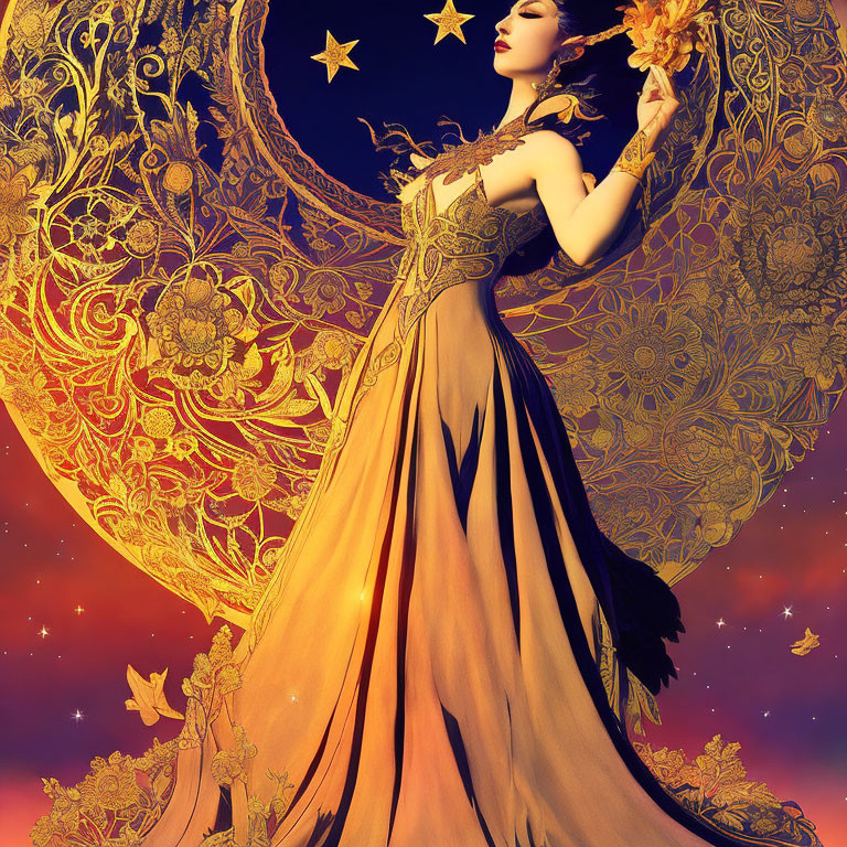 celestial woman in Surreal Sun and Moon Star made 