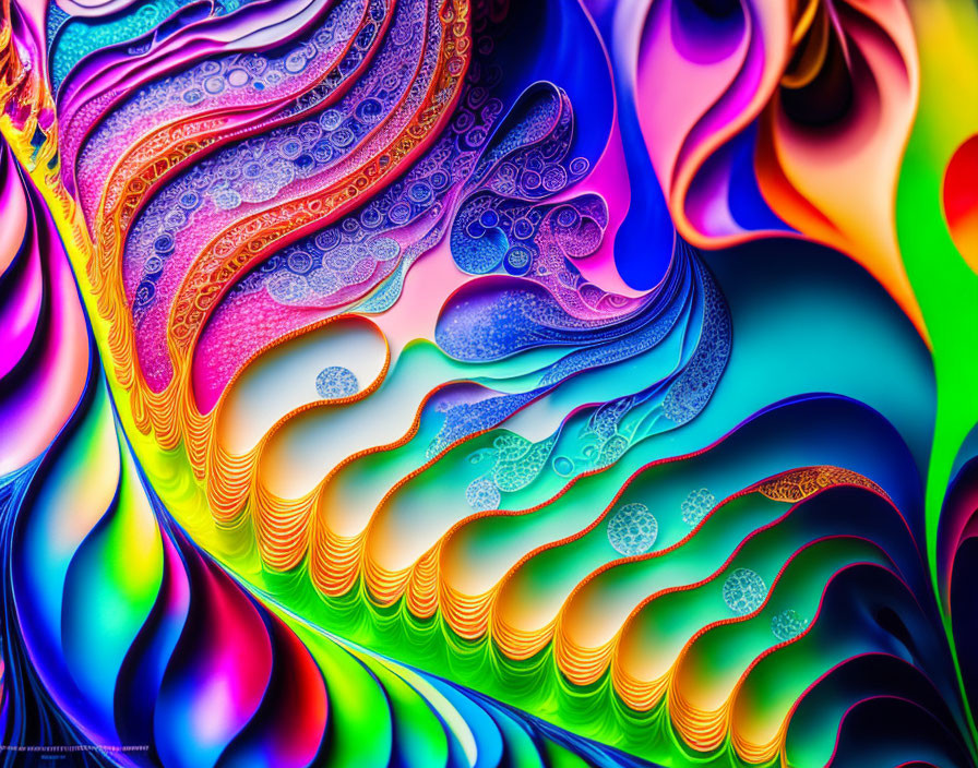Colorful Abstract Art with Swirling Patterns and Fractal-like Designs