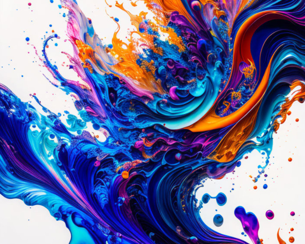 Colorful Abstract Swirls in Blue, Orange, and Purple with Dynamic Patterns