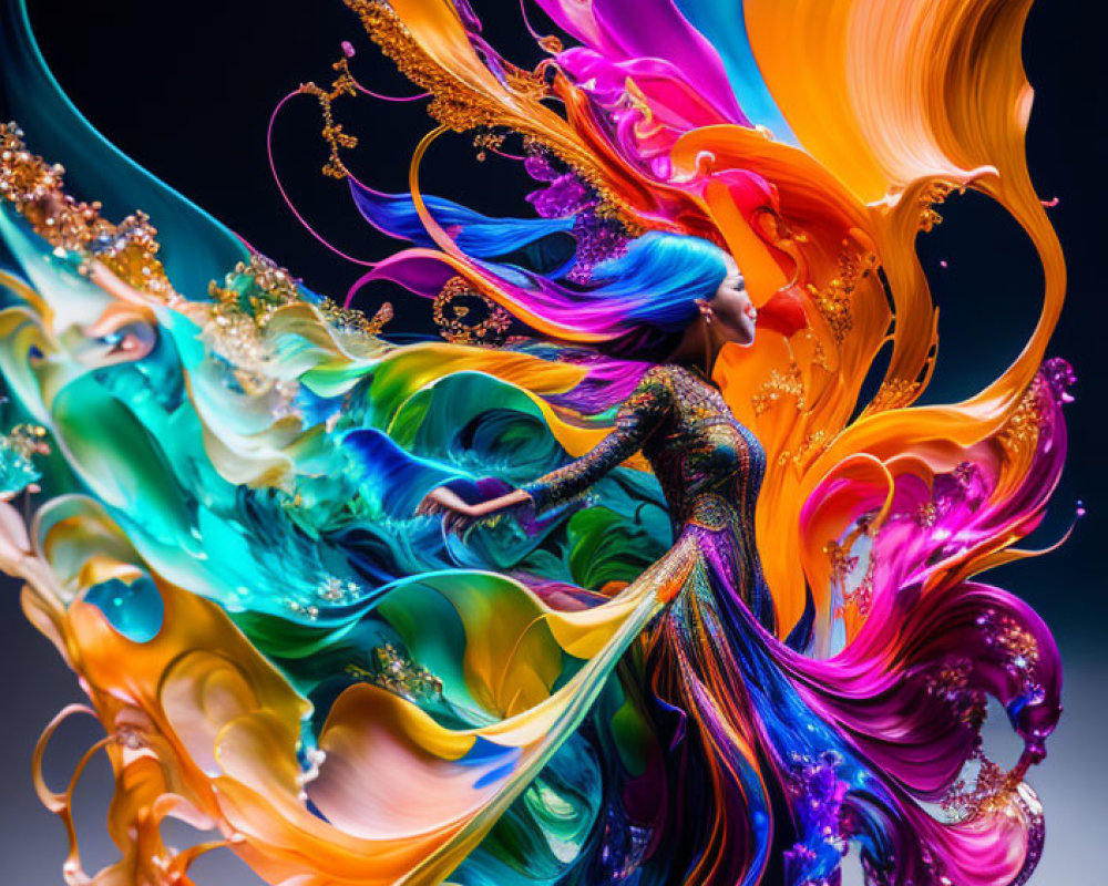 Colorful Abstract Shapes Swirling in Digital Art