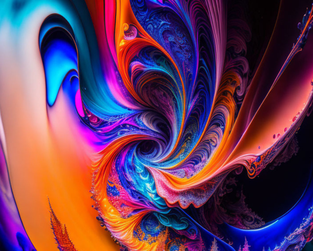 Colorful Abstract Art: Swirling Blues, Purples, and Oranges