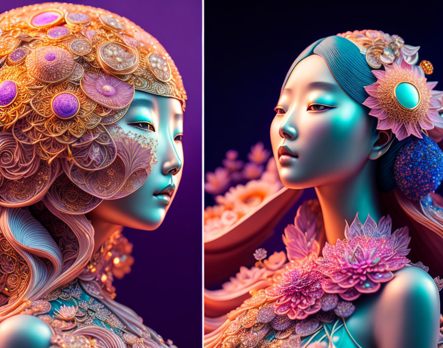 woman in Surreal artisanal flower made entirely of