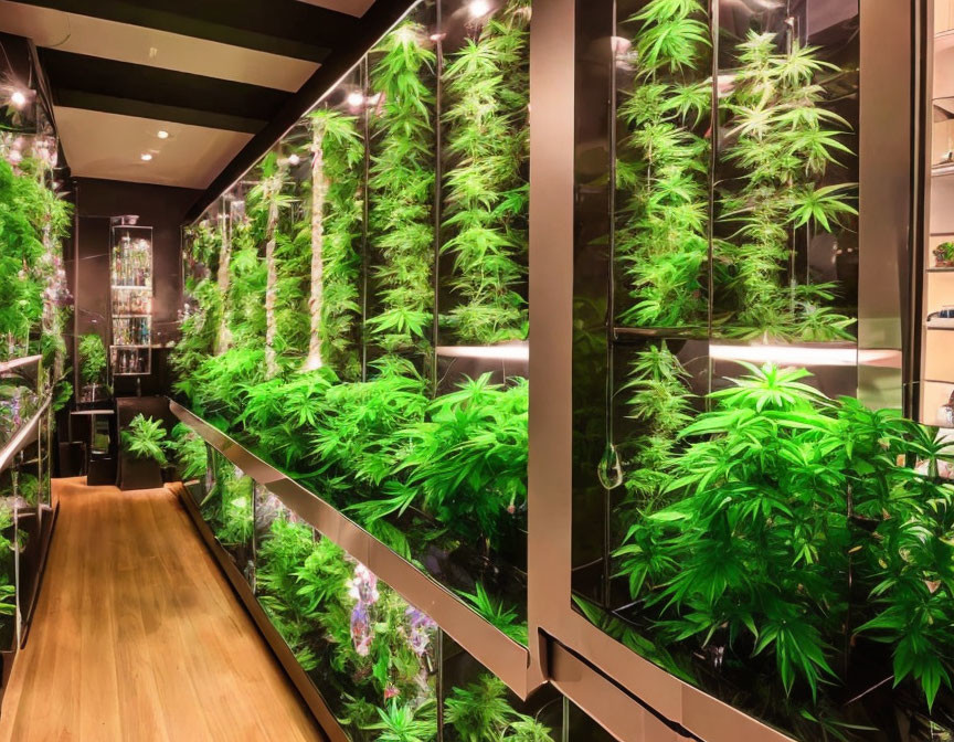 Professional Indoor Cannabis Grow Facility with Lush Green Plants