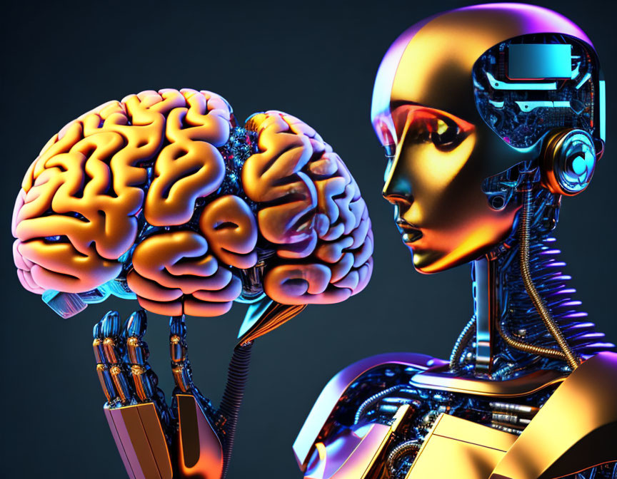 Robot holding brain in Hands