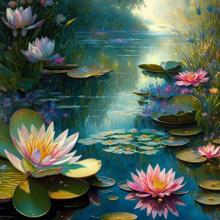 Lilies and water lilies