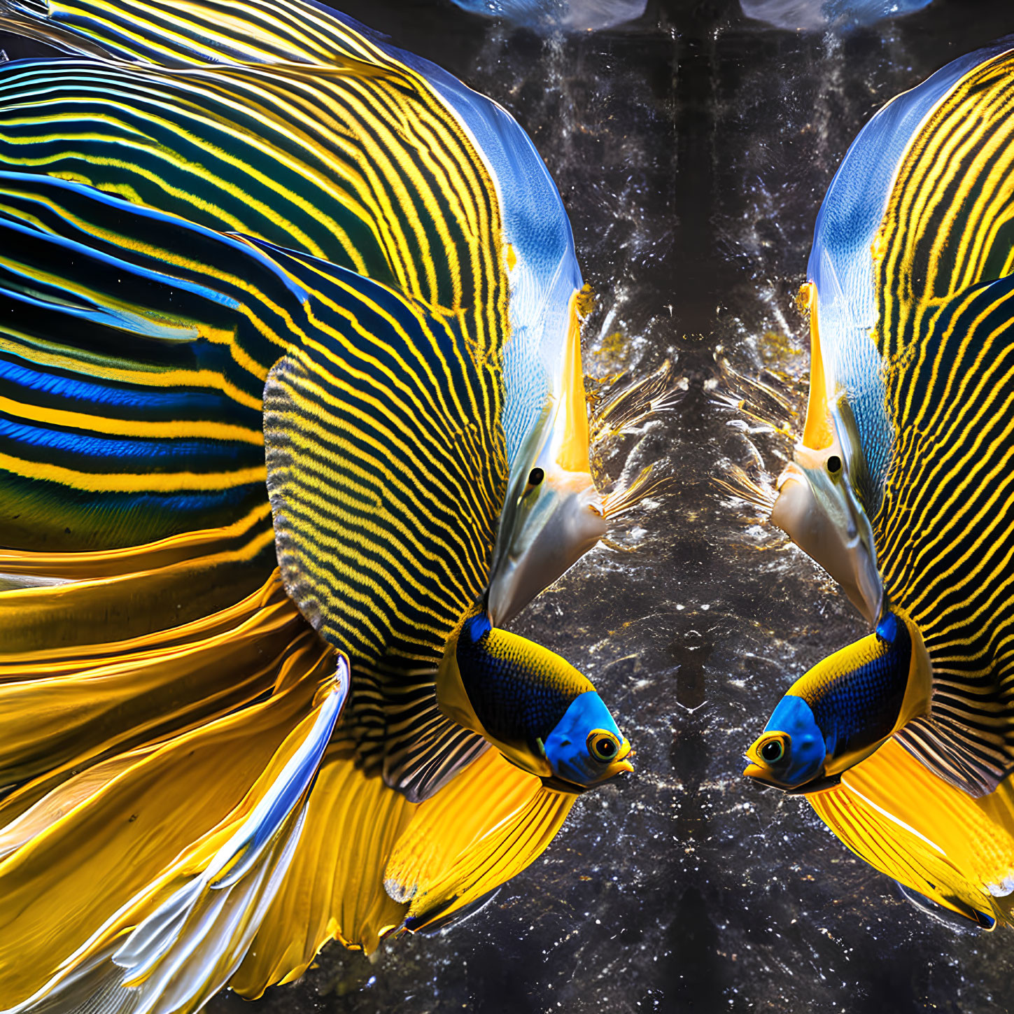 Vibrant Emperor Angelfish with Symmetrical Patterns and Colors