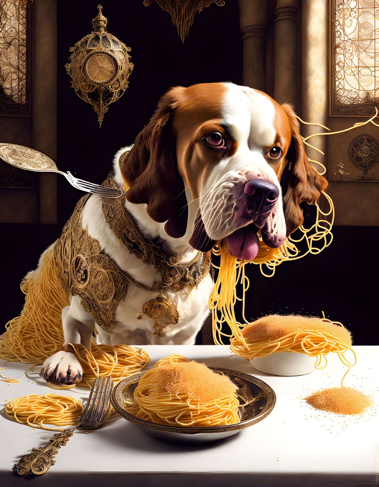 Dog likes spaghetti II