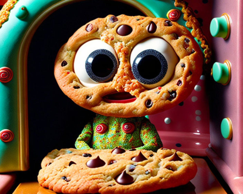Colorful toaster animation featuring startled cookie emerging.