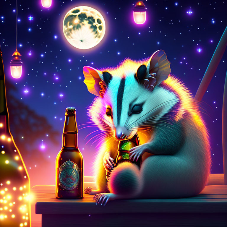 Space Possum Drinks Beer