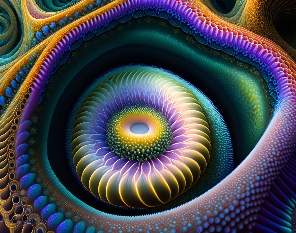 Colorful Fractal Spiral with Abstract Eye Pattern