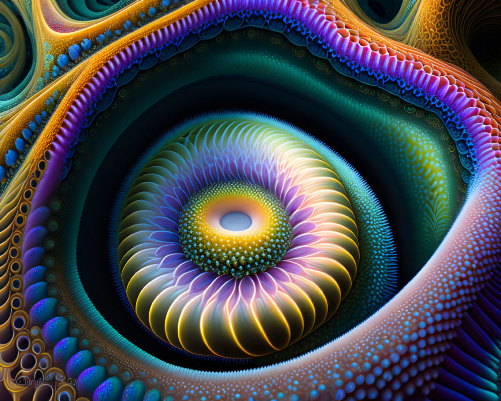 Colorful Fractal Spiral with Abstract Eye Pattern