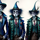 Whimsical characters with elongated faces in Victorian attire.