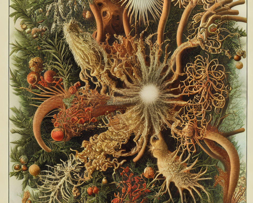 Colorful Marine Organisms Illustration: Coral, Anemones, Sponges