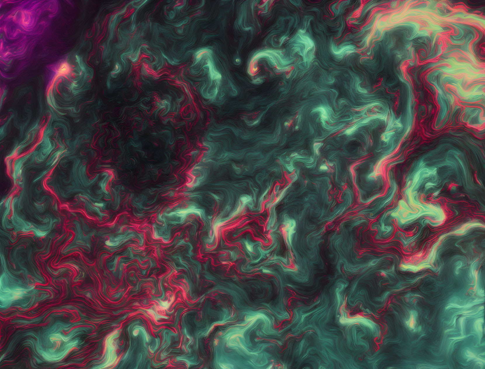 Vibrant Green and Pink Swirl Abstract Art in Psychedelic Style