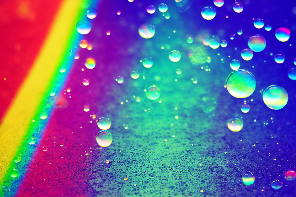 Rainbow Gradient Background with Water Droplets