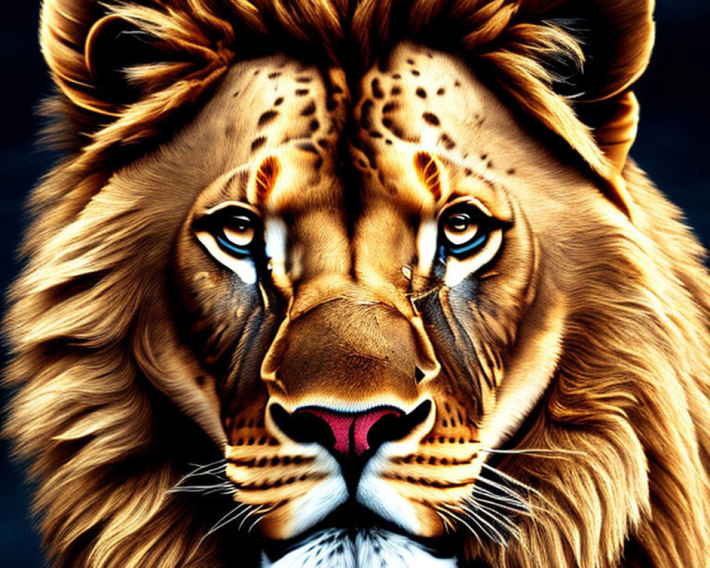 Detailed Lion Digital Art Image with Vibrant Mane and Piercing Gaze