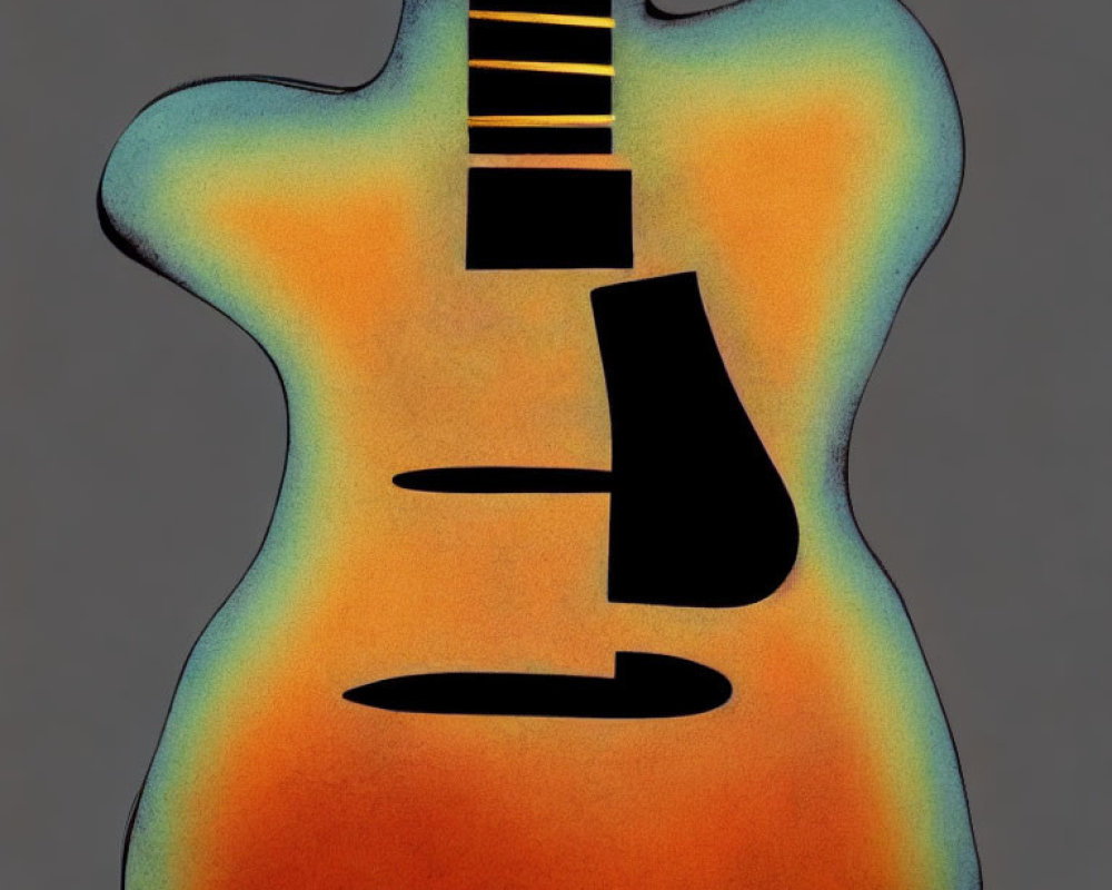 Sunburst Color Pattern Guitar with Black Fretboard on Grey Background