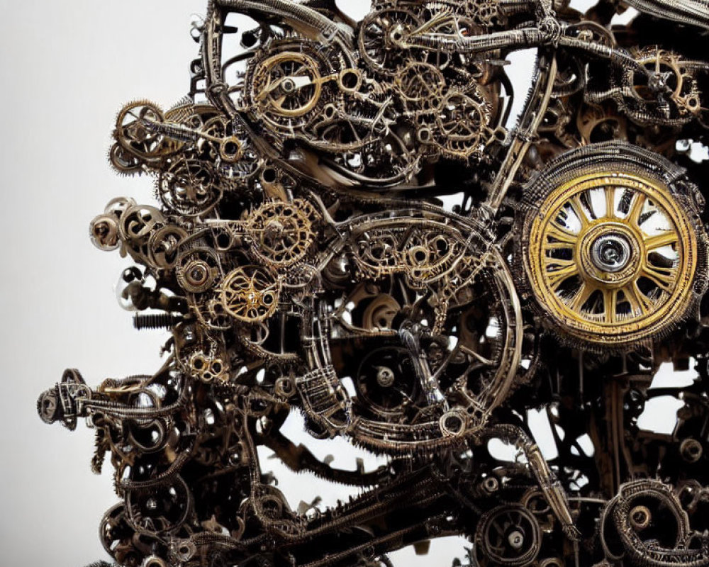Intricate Steampunk-Inspired Metallic Gear Assembly