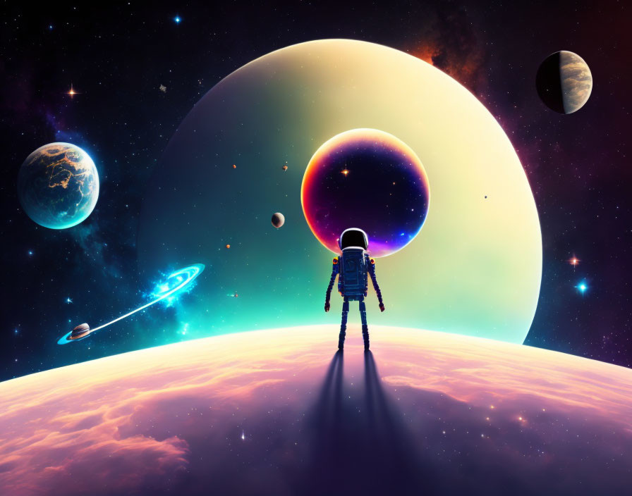 Person standing on a planet