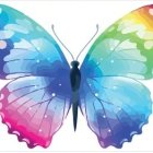Colorful Watercolor Butterfly Painting with Blue and Purple Hues