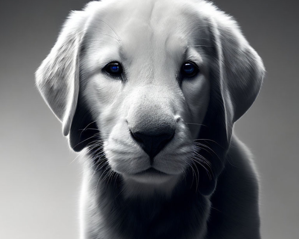 Monochrome Labrador Puppy Portrait with Soulful Eyes