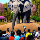 Vibrant elephant sculptures parade in sunny park