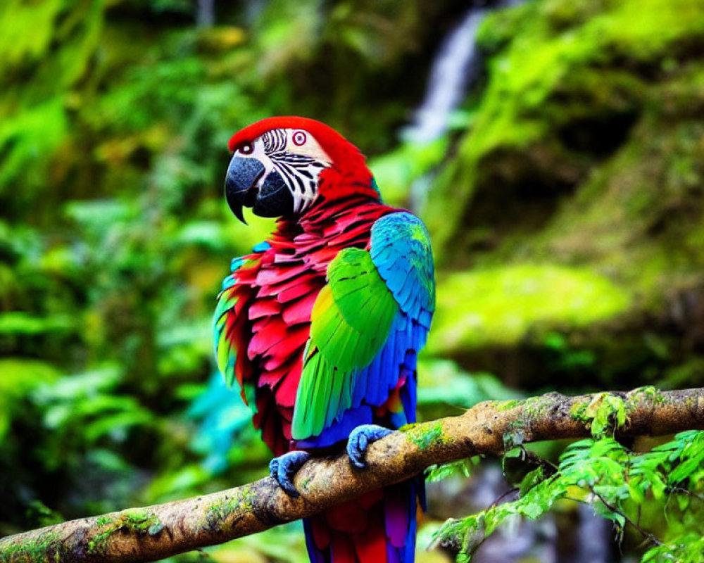 Colorful Macaw Perched in Lush Forest Setting