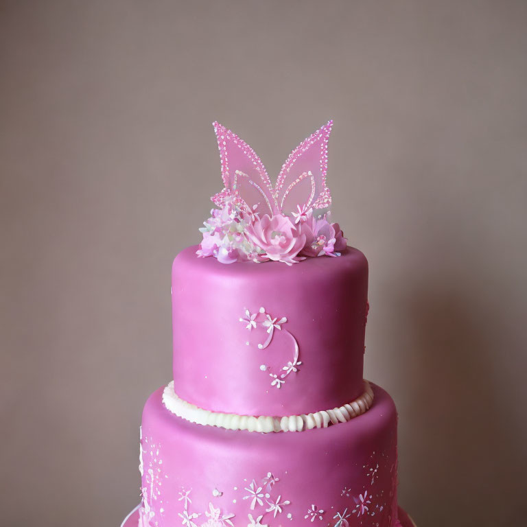 a cake decorated party pink
