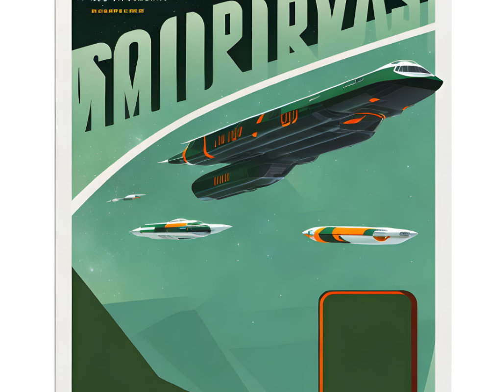 Futuristic city poster with flying vehicles and stylized text "AMIDIRVAS