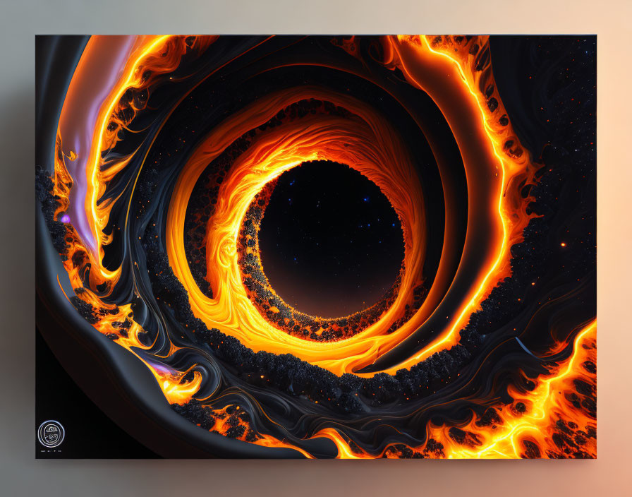 Digital Artwork: Swirling Fire Vortex on Starry Background