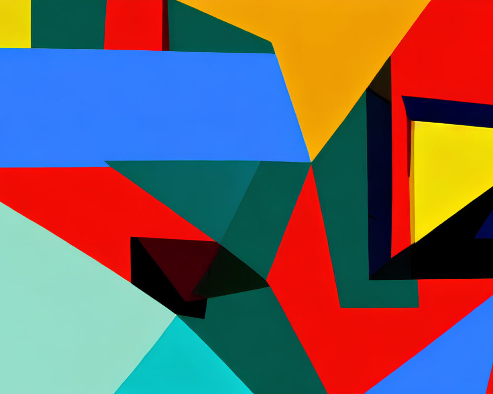 Colorful Geometric Abstract Painting with Overlapping Shapes